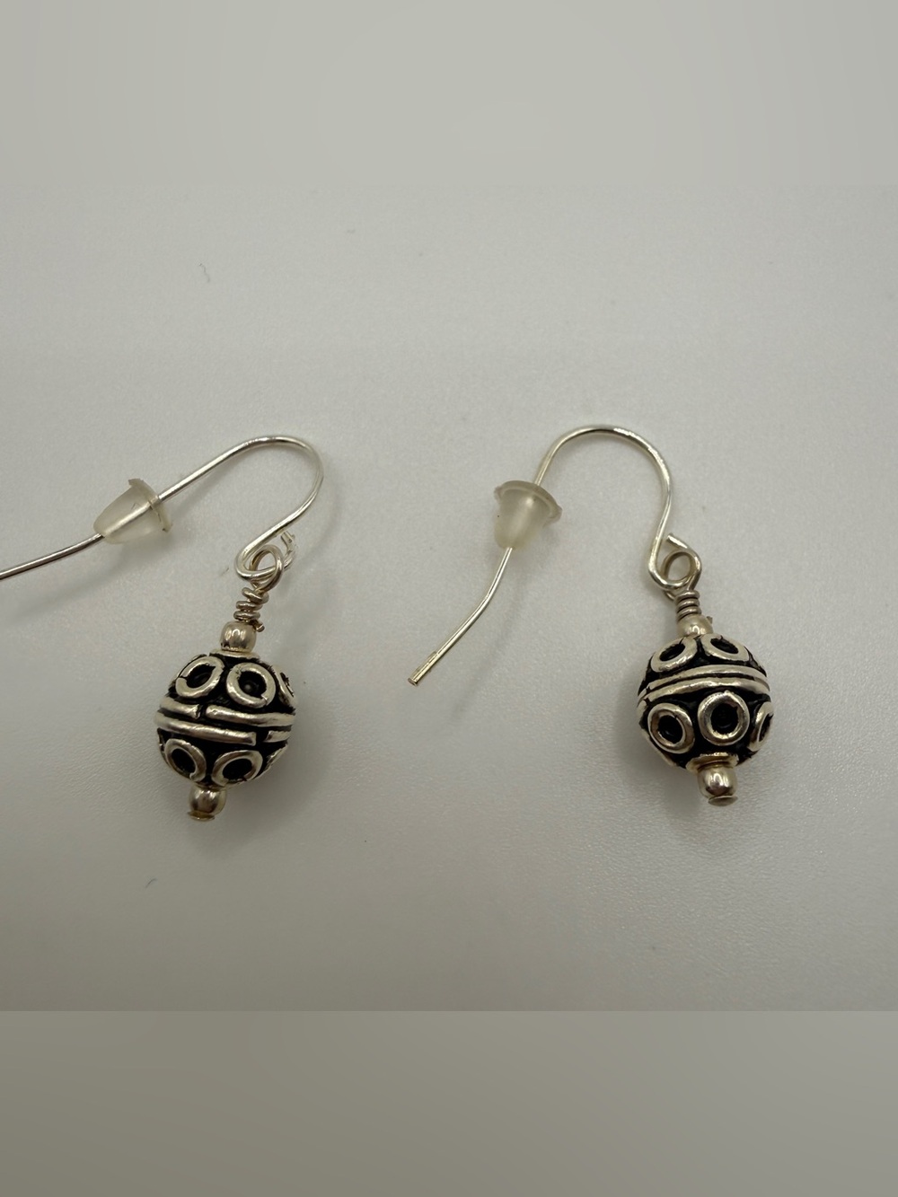 Sterling Silver Textured Ball Dangle Earrings